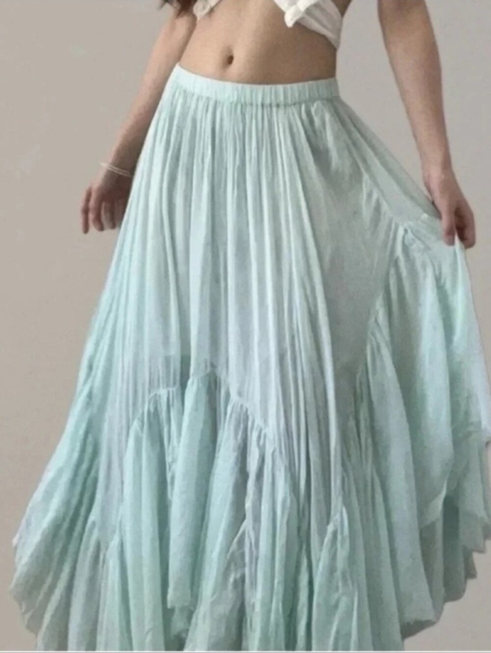 Free People Mint FP ONE Asymmetrical Cotton Mint Skirt XS